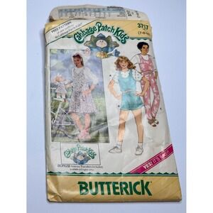 Vintage 1986 Butterick 3717 Sewing Pattern Cabbage Patch Kids Outfit Girl S 7-10